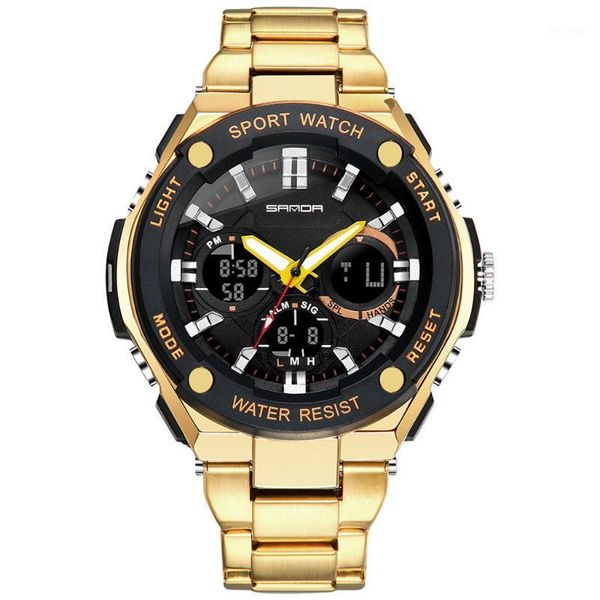 men's sports watch dual display fitness movement electronics analog digital led steel belt electronic male relojes wristwatches, Slivery;brown
men's sports watch dual display fitness movement electronics analog digital led steel belt electronic male relojes wristwatches, Slivery;brown