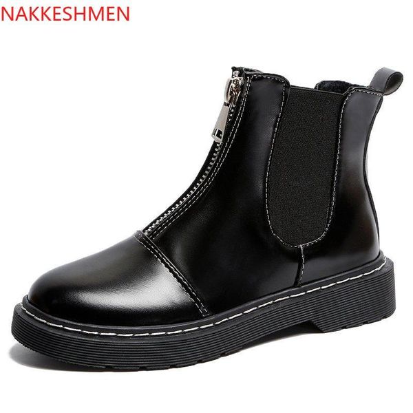 boots women's handsome cool motorcycle with 2021 style for autumn and winter front zipper round head killer booties, Black
boots women's handsome cool motorcycle with 2021 style for autumn and winter front zipper round head killer booties, Black