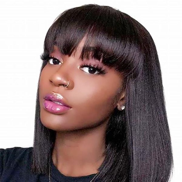 short bob human hair wig with bangs fringe full machine made glueless for black women straight virgin indian pixie cut, Black;brown
short bob human hair wig with bangs fringe full machine made glueless for black women straight virgin indian pixie cut, Black;brown