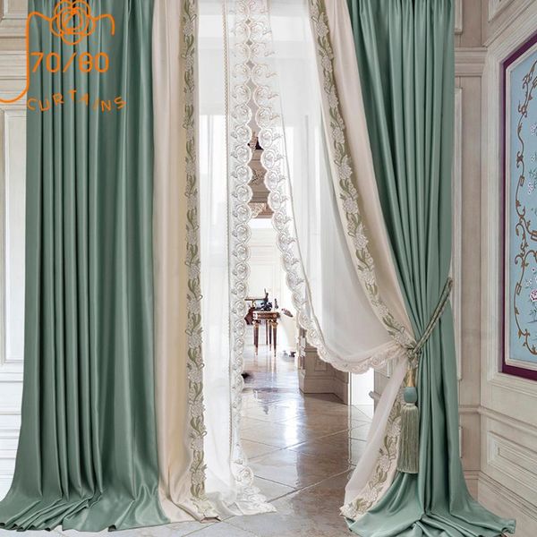 curtain & drapes light luxury french jacquard satin lace stitching curtains blackout for living room bedroom finished product
curtain & drapes light luxury french jacquard satin lace stitching curtains blackout for living room bedroom finished product