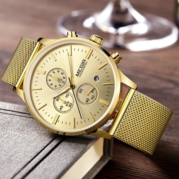 wristwatches fashion megir brand men mesh stainless steel band quartz gold watch water ressiatance complete calander men's wrist watche, Slivery;brown
wristwatches fashion megir brand men mesh stainless steel band quartz gold watch water ressiatance complete calander men's wrist watche, Slivery;brown