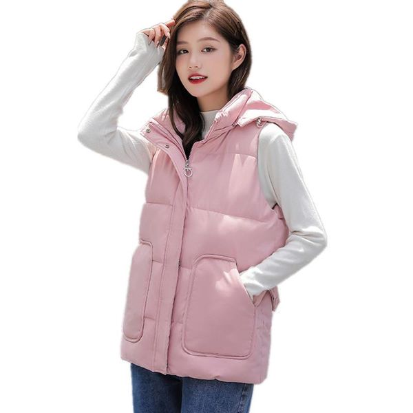 women's vests big pockets 2021 winter women vest casual hooded plus size cotton padded waistcoat female sleeveless short jacket outwear, Black;white
women's vests big pockets 2021 winter women vest casual hooded plus size cotton padded waistcoat female sleeveless short jacket outwear, Black;white
