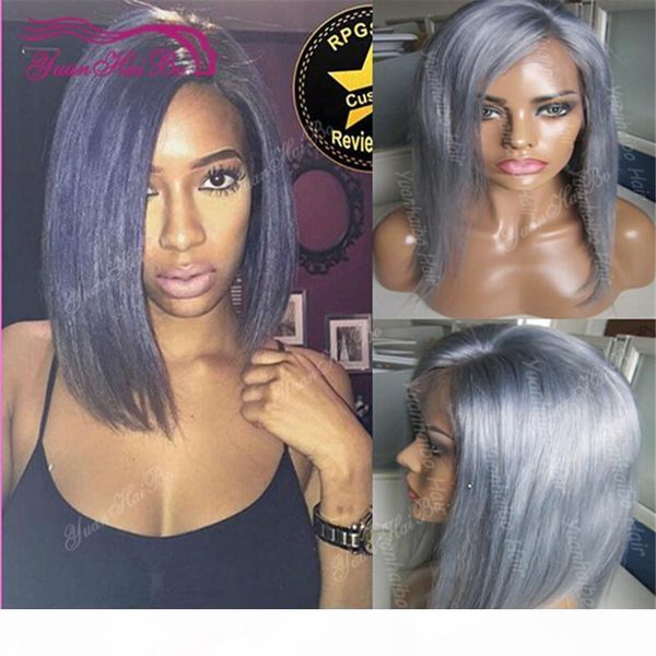 super quality 8a 12inch short layer malaysian hair gray color bob lace front wig ing, Black;brown
super quality 8a 12inch short layer malaysian hair gray color bob lace front wig ing, Black;brown