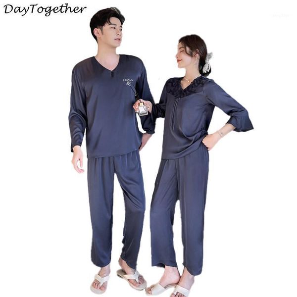 couple sleepwear family pijama lover night suit with lace men & women pajamas summer silk two pieces home clothing men's, Black;brown
couple sleepwear family pijama lover night suit with lace men & women pajamas summer silk two pieces home clothing men's, Black;brown