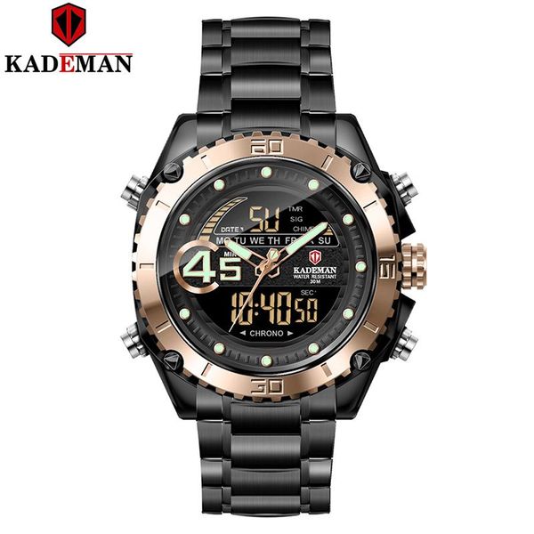 wristwatches kademan luxury sports black steel chronograph men's date led digital watches waterproof military quartz watch men relojes, Slivery;brown
wristwatches kademan luxury sports black steel chronograph men's date led digital watches waterproof military quartz watch men relojes, Slivery;brown