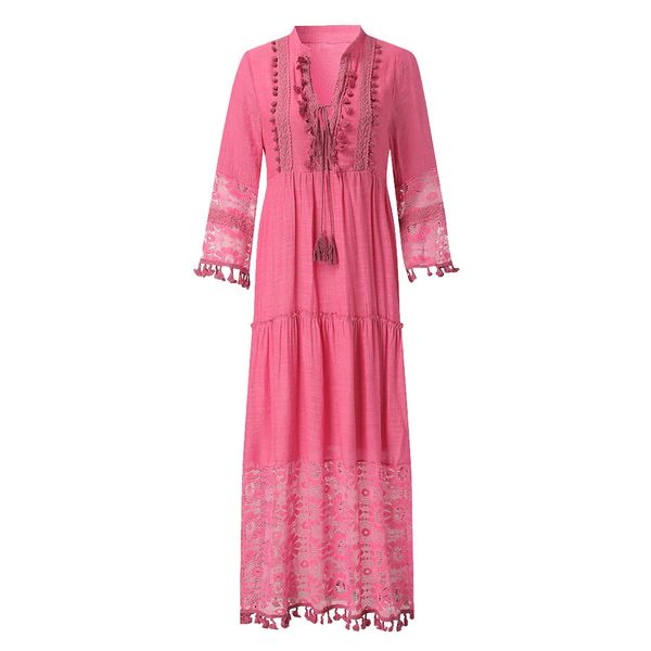 women dress fashion autumn casual bohemian large size v-neck solid color lace tassel female maxi long dresses for women 2021, Black;gray
women dress fashion autumn casual bohemian large size v-neck solid color lace tassel female maxi long dresses for women 2021, Black;gray