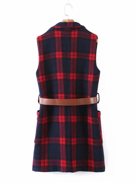 2021 new red green plaid waistcoat slim waistband jacket women spring outwear ibgx, White
2021 new red green plaid waistcoat slim waistband jacket women spring outwear ibgx, White