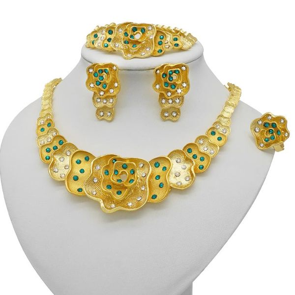 earrings & necklace nigeria dubai gold color jewelry sets african bridal wedding gifts party for women bracelet ring set, Silver
earrings & necklace nigeria dubai gold color jewelry sets african bridal wedding gifts party for women bracelet ring set, Silver