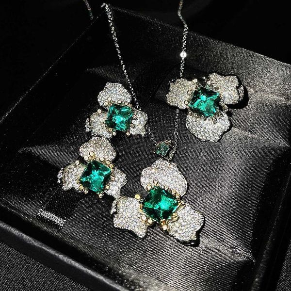 earrings & necklace luxury jewelry flower temperament fashion emerald adjustable ring pendant set female hypoallergenic, Silver
earrings & necklace luxury jewelry flower temperament fashion emerald adjustable ring pendant set female hypoallergenic, Silver