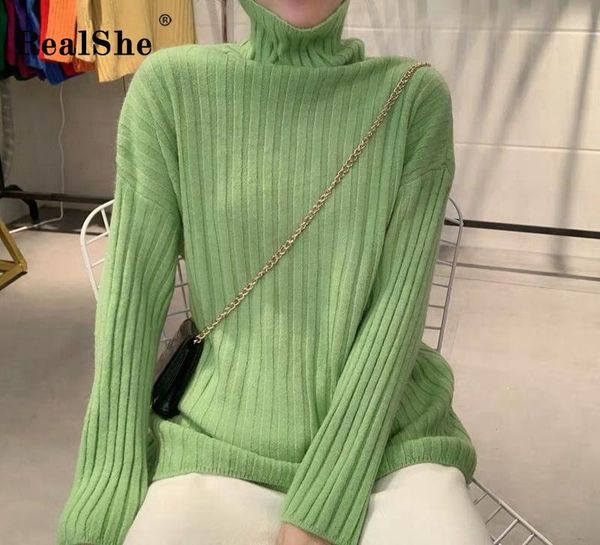 women's sweaters realshe turtleneck sweater women 2021 long sleeve solid knitted spring casual elegant slim ladies, White;black
women's sweaters realshe turtleneck sweater women 2021 long sleeve solid knitted spring casual elegant slim ladies, White;black
