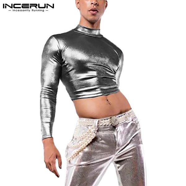 men's t-shirts incerun fashion men crop round neck long sleeve skinny streetwear t shirts 2021 shiny party nightclub clothing 5xl, White;black
men's t-shirts incerun fashion men crop round neck long sleeve skinny streetwear t shirts 2021 shiny party nightclub clothing 5xl, White;black