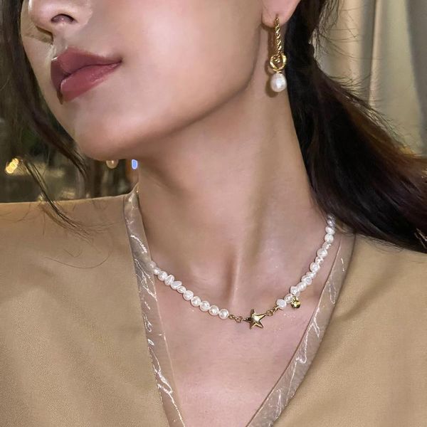 chokers natural shaped freshwater pearl three-dimensional pentagram magnetic snap necklace female collarbone chain, Golden;silver
chokers natural shaped freshwater pearl three-dimensional pentagram magnetic snap necklace female collarbone chain, Golden;silver