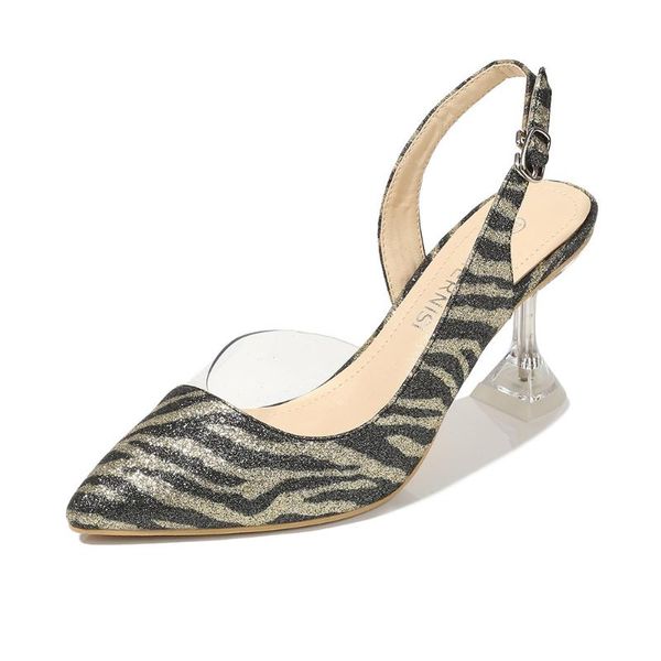 nightclub party women high heels zebra pattern metal buckle ladies sandals candy color pointed stiletto transparent pumps, Black
nightclub party women high heels zebra pattern metal buckle ladies sandals candy color pointed stiletto transparent pumps, Black