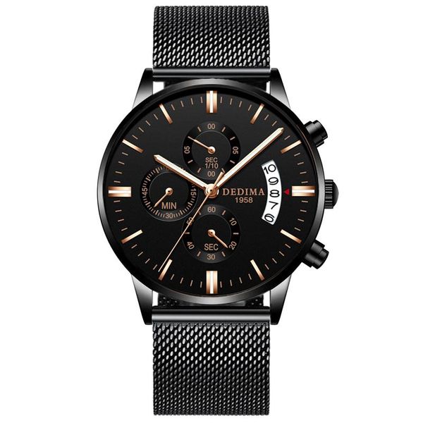wristwatches dedima 2021 fashion creative men's steel mesh belt calendar watch multifunctional sports business casual, Slivery;brown
wristwatches dedima 2021 fashion creative men's steel mesh belt calendar watch multifunctional sports business casual, Slivery;brown