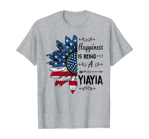 happiness is being a yiayia sunflower 4th of july gifts, White;black