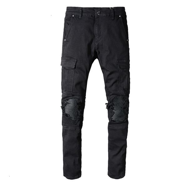 new men's male trousers street fashion spring tooling black hole patch jeans mens slim denim pants 576 9of6, Blue
new men's male trousers street fashion spring tooling black hole patch jeans mens slim denim pants 576 9of6, Blue