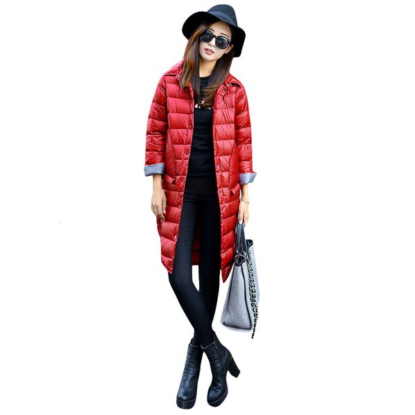 

wipalo women long coat 2021 winter warm coat long sleeve white duck down parka turn down collar outwear jacket casual coats y190828, Black