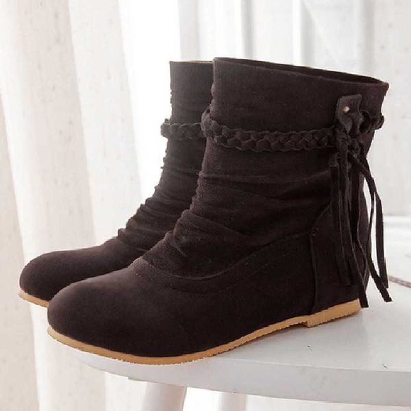 boots casual flock ankle women fashion tassel autumn winter short female wedge height increasing vintage shoes, Black
boots casual flock ankle women fashion tassel autumn winter short female wedge height increasing vintage shoes, Black