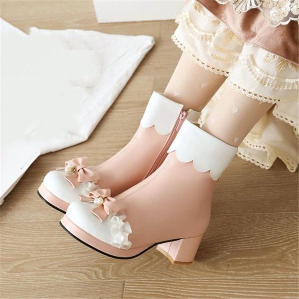 boots pxelena lovely princess lolita ankle women 2021 winter block med heels ruffles pearls bow knot dress party shoes plus size, Black
boots pxelena lovely princess lolita ankle women 2021 winter block med heels ruffles pearls bow knot dress party shoes plus size, Black