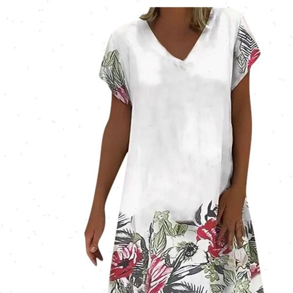 h40 plus size dress s 5xl woman robe femme casual loose dresses new print v neck elegant summer vestidos 2021, Black;gray 
h40 plus size dress s 5xl woman robe femme casual loose dresses new print v neck elegant summer vestidos 2021, Black;gray