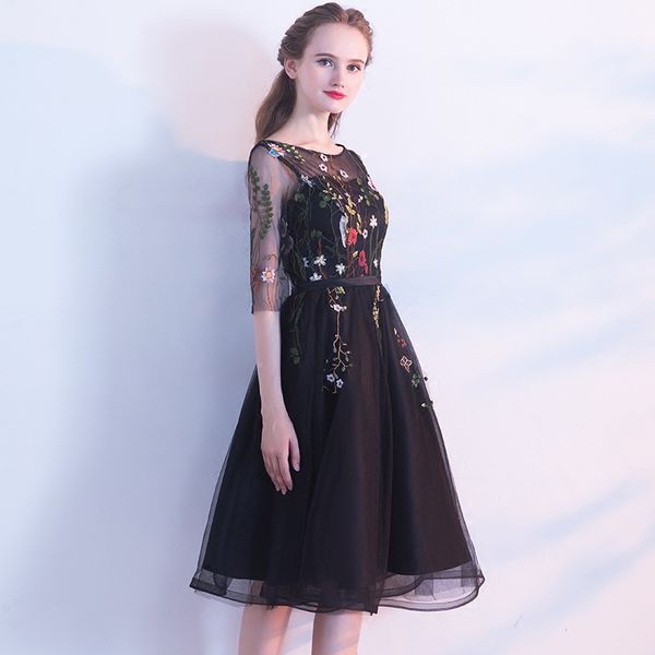 black cocktail dresses short elegant women party flower backless half sleeve prom dress
black cocktail dresses short elegant women party flower backless half sleeve prom dress
