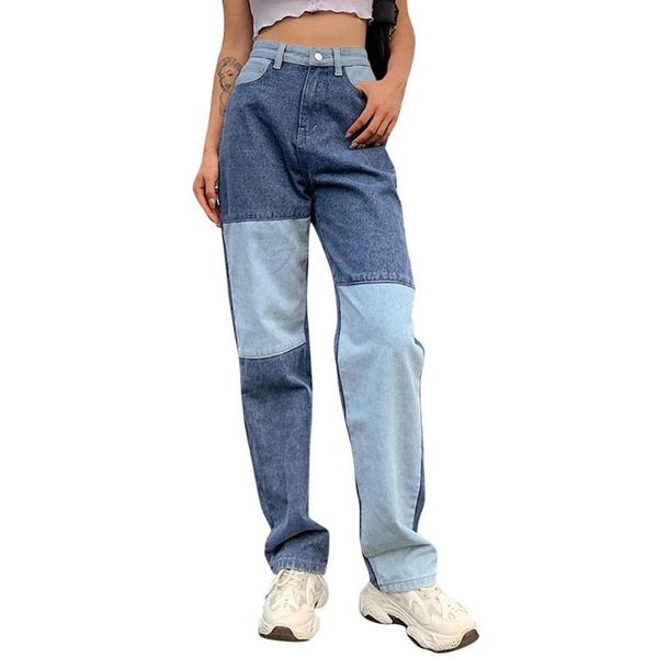 women's jeans high waist straight pant for women streetwear loose female denim buttons zipper ladies stitching color 2021, Blue
women's jeans high waist straight pant for women streetwear loose female denim buttons zipper ladies stitching color 2021, Blue