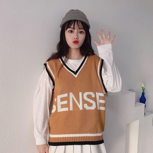 women's vests knit latter vest sweaters for woman v-neck onersize short tank jumper sleeveless pullover korean style harajuku streetwea, Black;white
women's vests knit latter vest sweaters for woman v-neck onersize short tank jumper sleeveless pullover korean style harajuku streetwea, Black;white