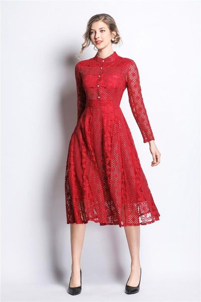 casual dresses women autumn designer elegant lace shirt dress floral office lady party robe ladies vintage a-line midi vestidos, Black;gray
casual dresses women autumn designer elegant lace shirt dress floral office lady party robe ladies vintage a-line midi vestidos, Black;gray