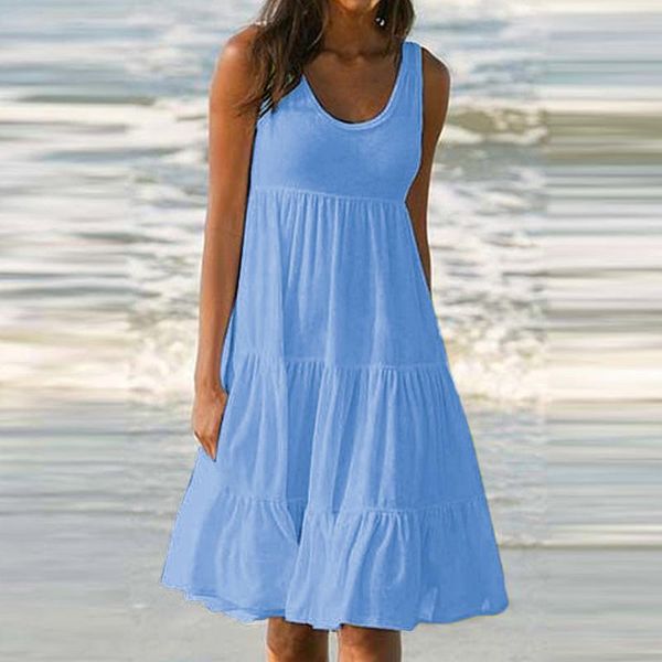 casual dresses women's summer sleeveless round neck solid color splicing big swing beach dress fashion streetwear elegant mujer, Black;gray
casual dresses women's summer sleeveless round neck solid color splicing big swing beach dress fashion streetwear elegant mujer, Black;gray