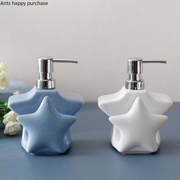 ceramic soap dispenser 400ml lotion bottle five-pointed star dual purpose bottle with sponge seat home bathroom accessories
ceramic soap dispenser 400ml lotion bottle five-pointed star dual purpose bottle with sponge seat home bathroom accessories