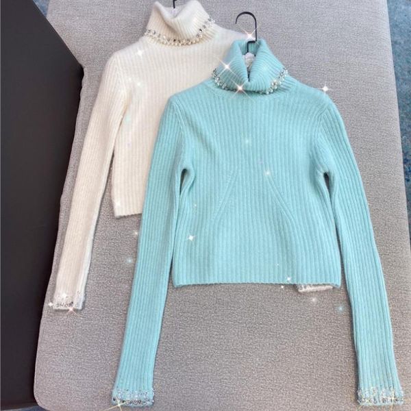 women's sweaters rhinestone turtleneck long sleeve sweater for women korean style female short knitwear 2021 spring, White;black
women's sweaters rhinestone turtleneck long sleeve sweater for women korean style female short knitwear 2021 spring, White;black