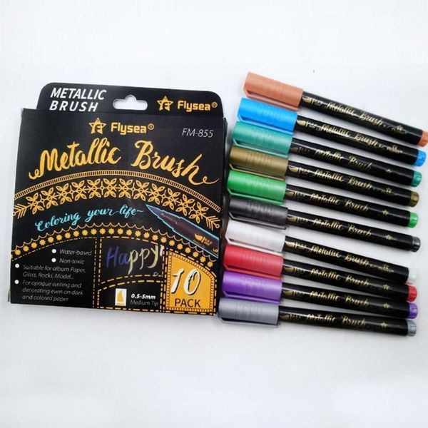 highlighters 10pcs/set of soft-tip color brush pens, metal markers, painted diy markers paint a3c2, Black;red
highlighters 10pcs/set of soft-tip color brush pens, metal markers, painted diy markers paint a3c2, Black;red