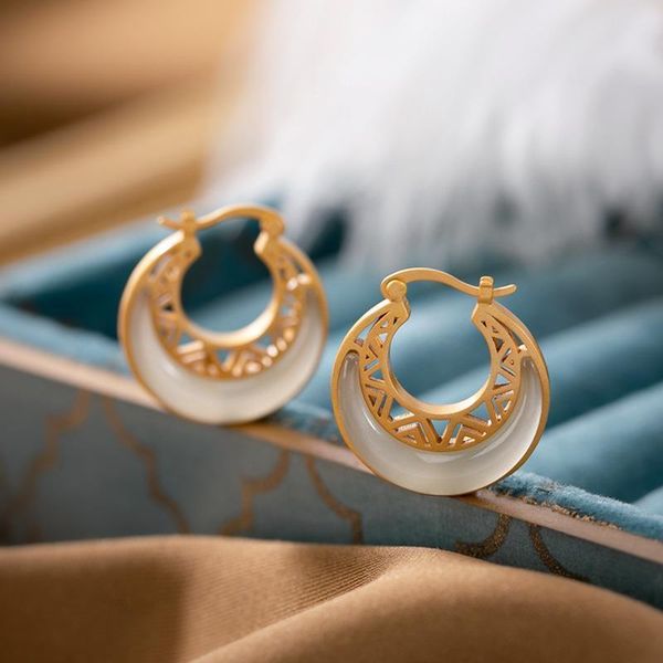 stud designer original ancient gold craftsmanship hollow hetian jade moon earrings simple and generous silver jewelry, Golden;silver
stud designer original ancient gold craftsmanship hollow hetian jade moon earrings simple and generous silver jewelry, Golden;silver