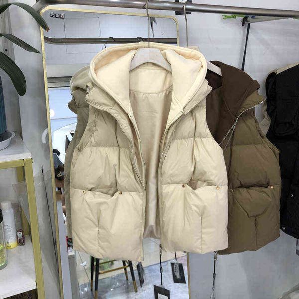 white duck down vest female 2021 korean fashion hooded et leisure commuter solid color waistcoat, Black;white
white duck down vest female 2021 korean fashion hooded et leisure commuter solid color waistcoat, Black;white