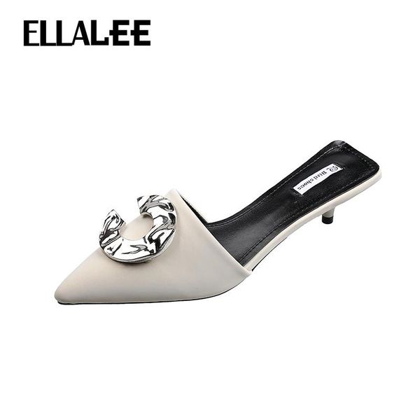 ellalee spring slippers thin high heel pointed toe women letter metal design pu fashion mature female shoes, Black
ellalee spring slippers thin high heel pointed toe women letter metal design pu fashion mature female shoes, Black
