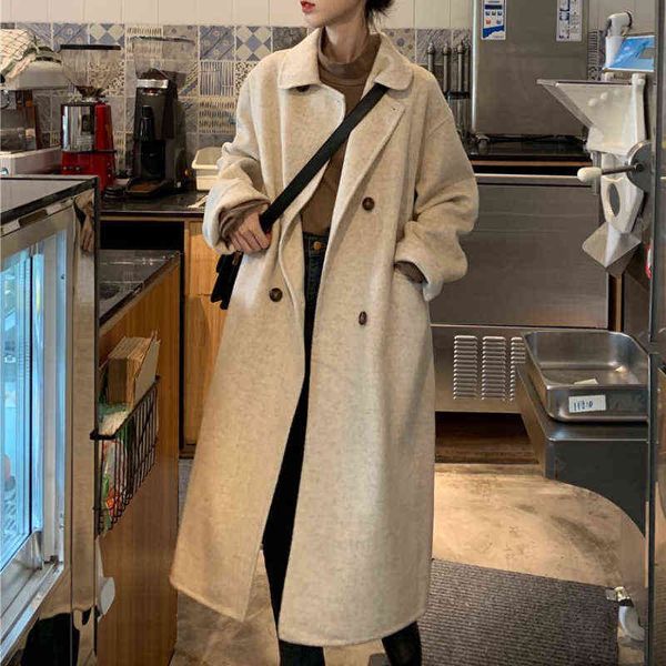 woolen coat women's autumn and winter double-breasted loose jacket oversized elegant fashion simple ladies overcoat 211118, Black
woolen coat women's autumn and winter double-breasted loose jacket oversized elegant fashion simple ladies overcoat 211118, Black