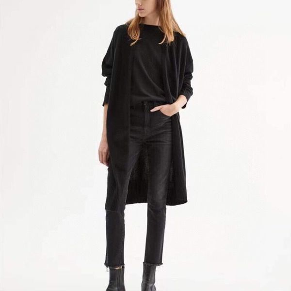 women's knits & tees autumn and winter all-match mid-length 100% cashmere cardigan women black sweater, White
women's knits & tees autumn and winter all-match mid-length 100% cashmere cardigan women black sweater, White