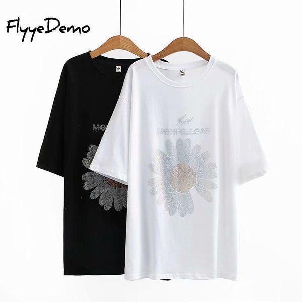 women's t-shirt fashion t shirt women short sleeve o-neck cotton tees sunflower sequined summer rhinestone camisetas mujer plus size, White
women's t-shirt fashion t shirt women short sleeve o-neck cotton tees sunflower sequined summer rhinestone camisetas mujer plus size, White