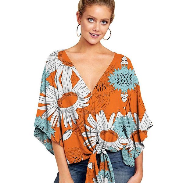 women's blouses & shirts spring and summer street trend t-shirt v-neck floral leopard print hem knotted pullover short sleeves tees, White
women's blouses & shirts spring and summer street trend t-shirt v-neck floral leopard print hem knotted pullover short sleeves tees, White