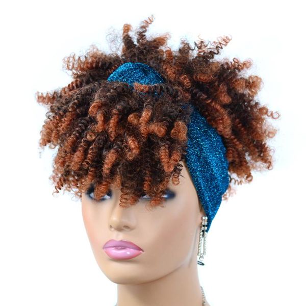 synthetic wigs afro kinky curly ponytail turban with bangs high puff hairband short headband by161, Black
synthetic wigs afro kinky curly ponytail turban with bangs high puff hairband short headband by161, Black