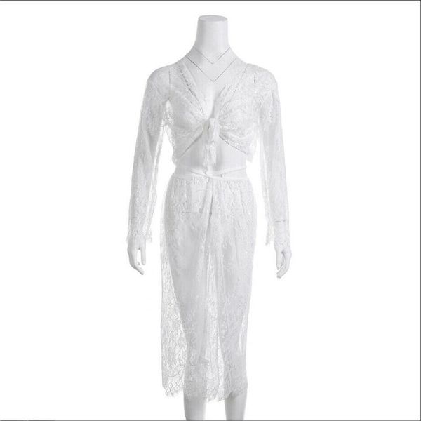 women's swimwear 2pcs women beach cover up lace crochet bikini summer dress bathing two piece wear saida de praia, White;black
women's swimwear 2pcs women beach cover up lace crochet bikini summer dress bathing two piece wear saida de praia, White;black