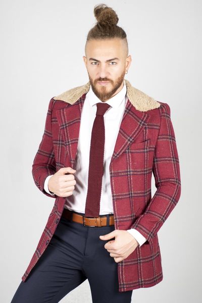 burgundy men 's plaid sports stamp overcoat colar fur tight-fitting mould autumn winter italian style long coat u3jj, Black;brown
burgundy men 's plaid sports stamp overcoat colar fur tight-fitting mould autumn winter italian style long coat u3jj, Black;brown