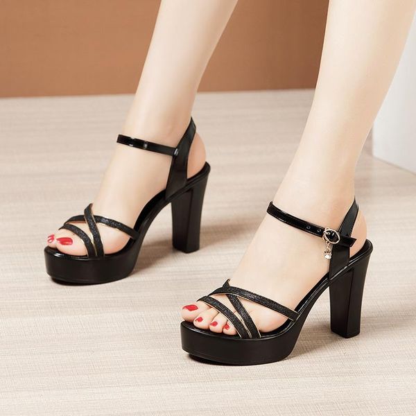 10cm high heel sandals women summer new sandals platform thick bottom open toe, Black
10cm high heel sandals women summer new sandals platform thick bottom open toe, Black