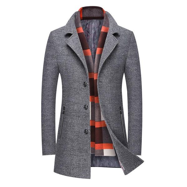 winter men's long wool jacket 2021 new mens casual scarf thick jacket fashion slim fit windproof coat male sa952, Black 
winter men's long wool jacket 2021 new mens casual scarf thick jacket fashion slim fit windproof coat male sa952, Black