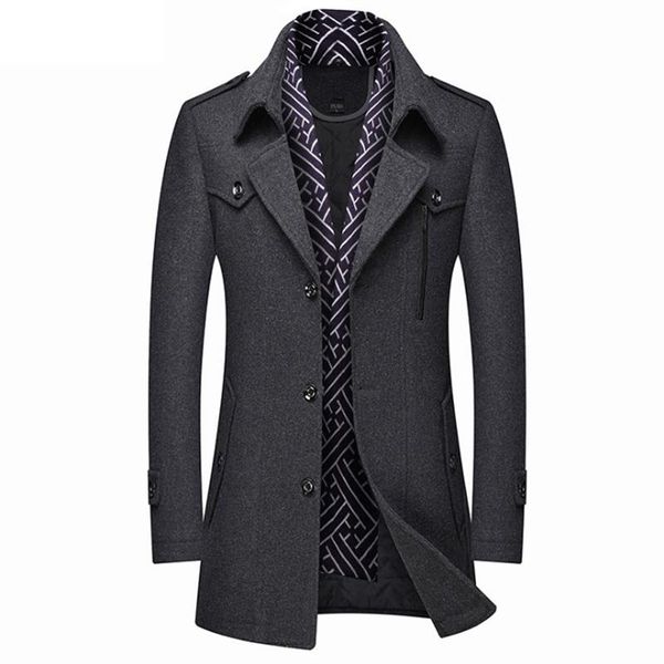 new brand men wool blends coats scarf collar thick trench coat winter casual long woolen coat men cold resistant overcoat, Black
new brand men wool blends coats scarf collar thick trench coat winter casual long woolen coat men cold resistant overcoat, Black