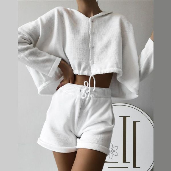 women's tracksuits women mercerized cotton two piece sets button v neck long sleeve t-shirts and drawstring short suits casual solid fe, Gray
women's tracksuits women mercerized cotton two piece sets button v neck long sleeve t-shirts and drawstring short suits casual solid fe, Gray