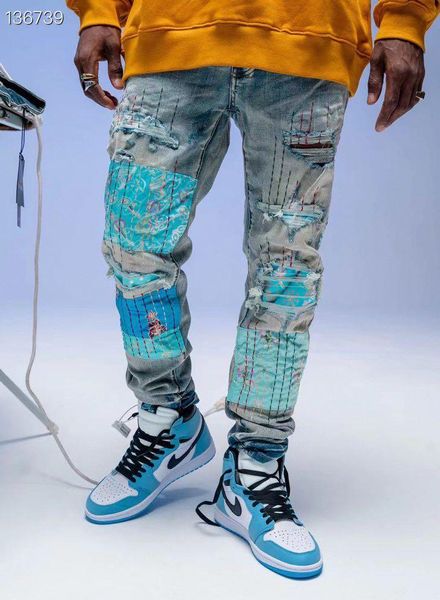 men's jeans rk769 fashion 2021 runway luxury european design party style clothing, Blue
men's jeans rk769 fashion 2021 runway luxury european design party style clothing, Blue