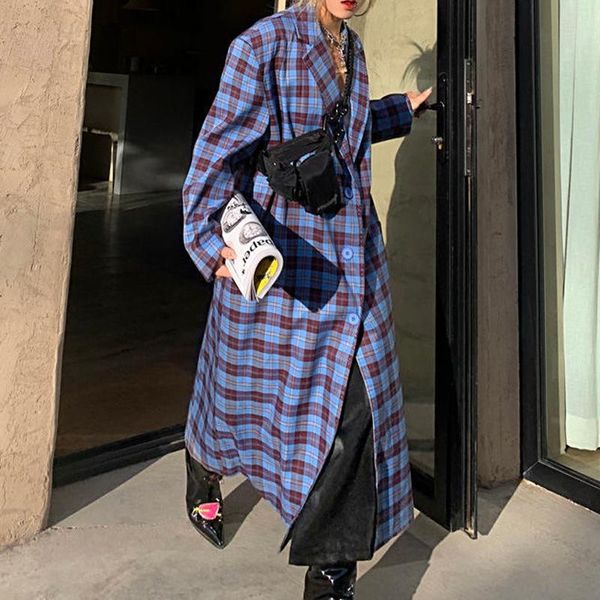 women's trench coats british retro windbreaker female 2021 design stitching color contrast mid-length plaid spring autumn casual women, Tan;black
women's trench coats british retro windbreaker female 2021 design stitching color contrast mid-length plaid spring autumn casual women, Tan;black