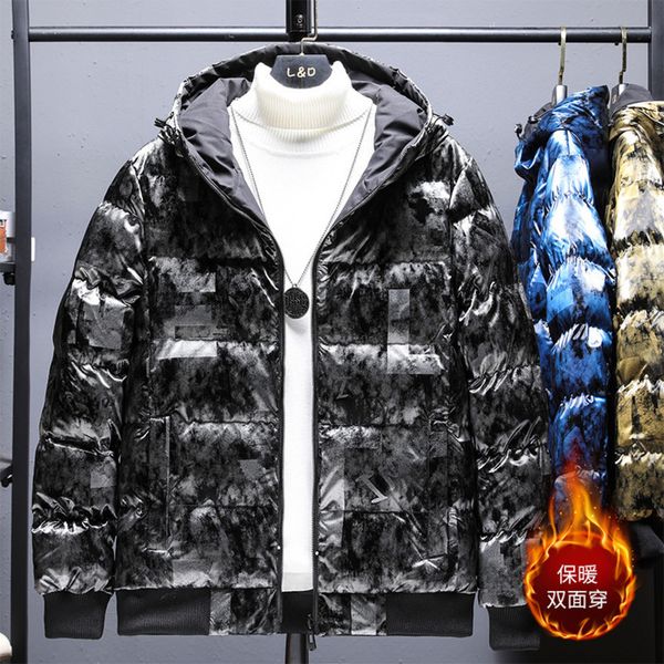 bright fashion handsome 2021 new winter hooded double-sided thickened down cotton coat men's, Black
bright fashion handsome 2021 new winter hooded double-sided thickened down cotton coat men's, Black