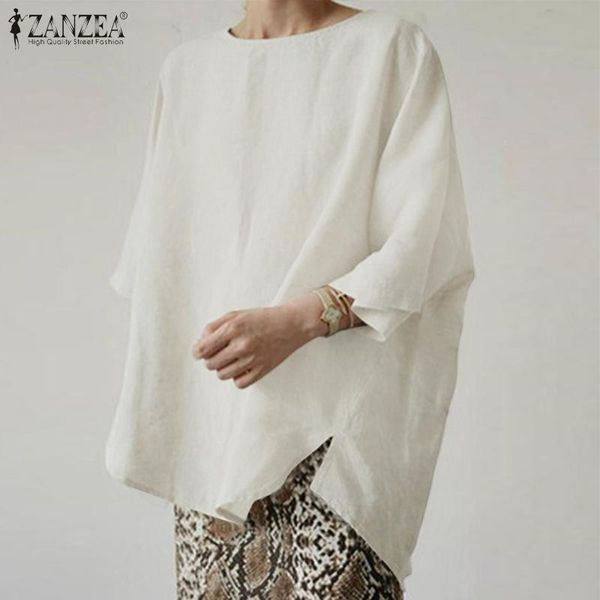 women's blouses & shirts summer zanzea 2021 elegant asymmetrical casual 3/4 sleeve blusas female o neck tunic oversize split chemise, White
women's blouses & shirts summer zanzea 2021 elegant asymmetrical casual 3/4 sleeve blusas female o neck tunic oversize split chemise, White